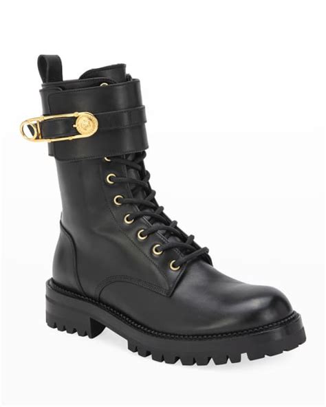 Versace Texano Leopard Harness Biker Booties 